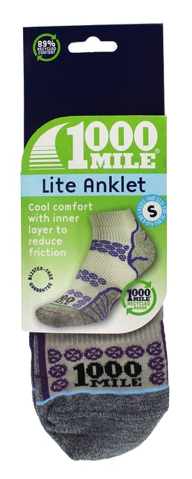 1000 Mile - Calcetines Running Lite Tobillera Doble Capa - Plata / Azul Real - Image 2