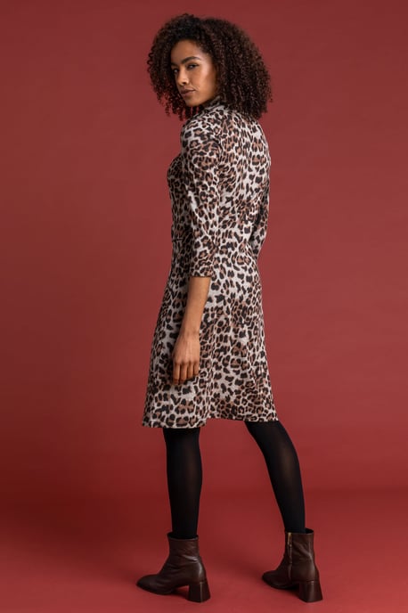 Animal Print Cowl Neck Dress