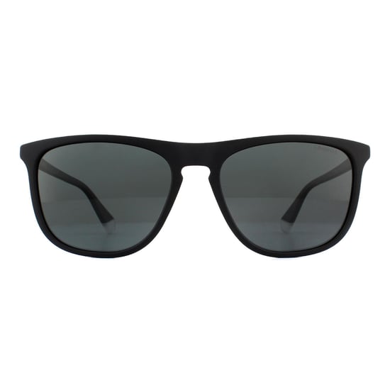 Polaroid Rectangle Mens Matte Black Grey Polarized Sunglasses