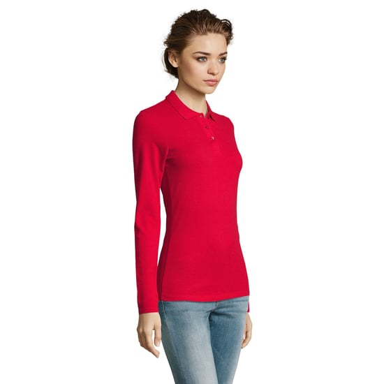 SOLS Womens/Ladies Perfect Long Sleeve Pique Polo Shirt (Red) - Image 6