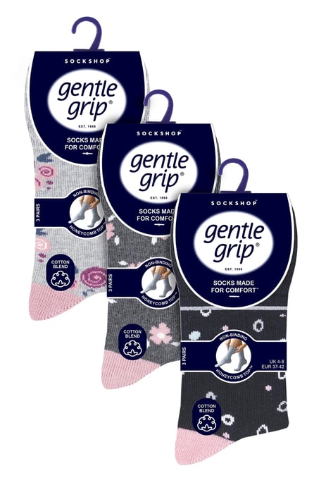 Paquete múltiple de 9 pares de calcetines no elásticos de algodón para mujer - Punto Floral - Image 2