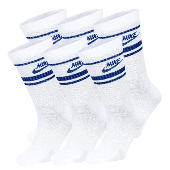 Nike DX5089 Unisex Dri-FIT Sportswear Everyday Essential Crew Socks (6 Pair) White
