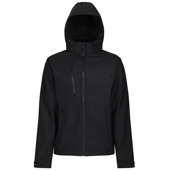 Regatta Mens Venturer Hooded Soft Shell Jacket (Black/Black) - Image 1