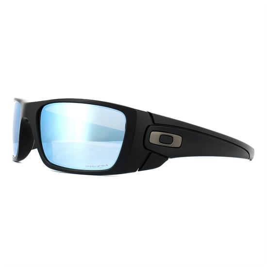 Gafas de sol polarizadas Oakley Wrap para hombre en negro mate Prizm Deep Water - Image 1