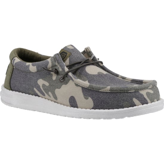 HEYDUDE Wally Washed Camo Polyester Men's Camo Boat Shoes - Image 1