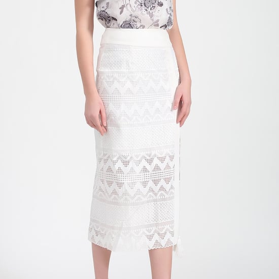 Geometrical Lace Midi Skirt - Image 2