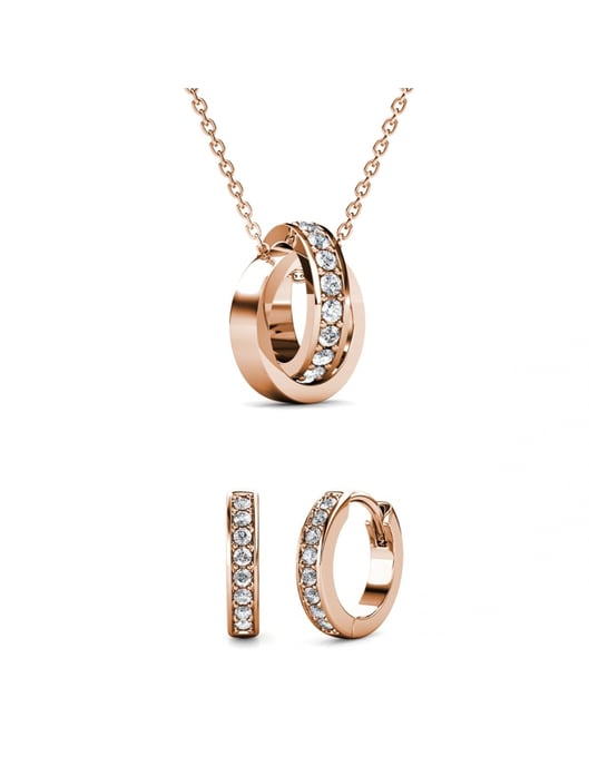 Conjuntos de aros circulares - Oro rosa y cristal - Image 1