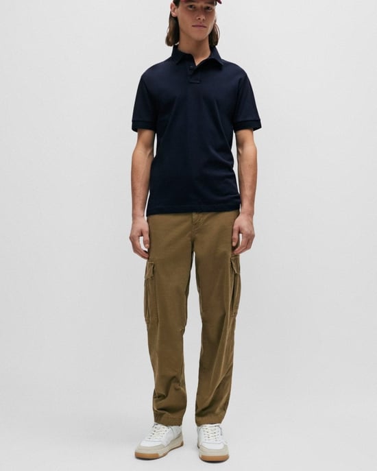 BOSS Orange Camisa Polo Slim Fit de Algodón Stretch para Hombre con Parche de Logo NOS - Image 3