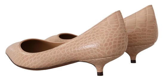 Zapatos de Mujer con Tacones Kitten de Cuero Beige Dolce & Gabbana - Image 3