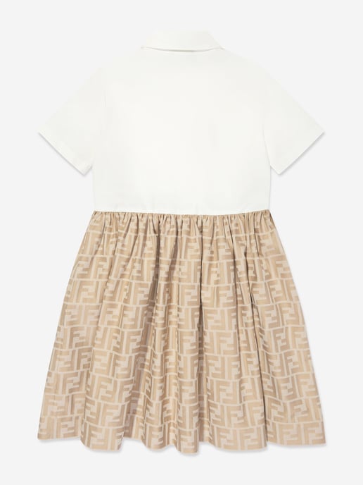 Vestido Jacquard FF de Fendi para Niñas en Beige - Image 2