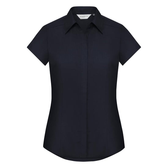 Russell Collection Ladies Cap Sleeve Polycotton Easy Care Fitted Poplin Shirt (French Navy) - Image 1