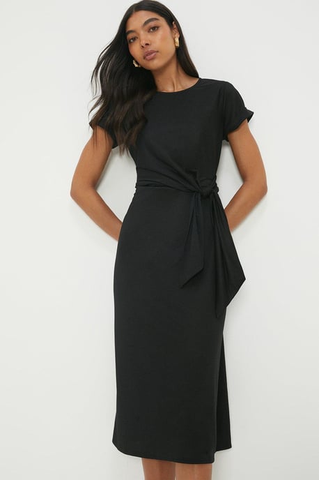 Tie Detail Short Sleeve Midi Dress - Image 1