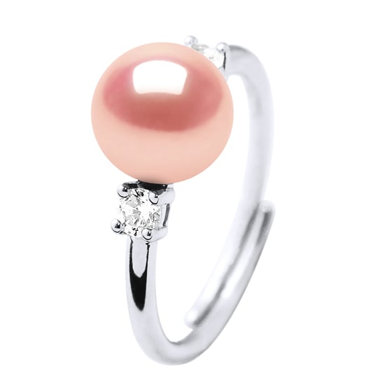 Ring Adjustable Freshwater Pearl 7-8mm Pink Natural and oxides of zirconium 925