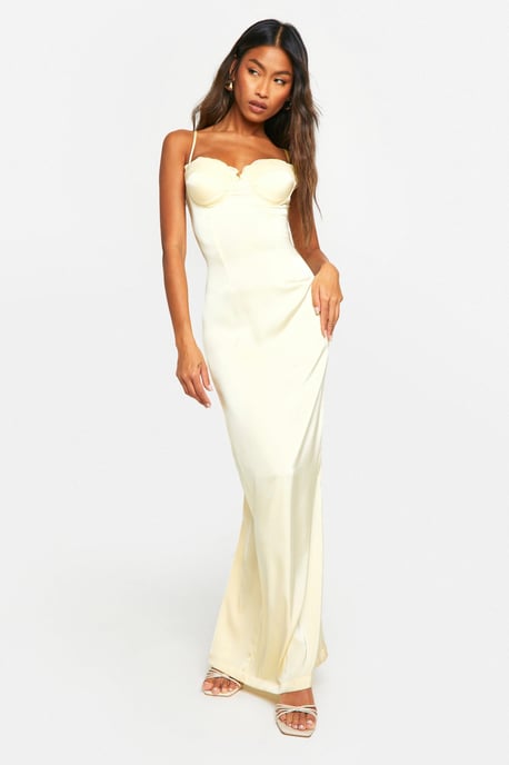 Satin Lace Cup Maxi Dress