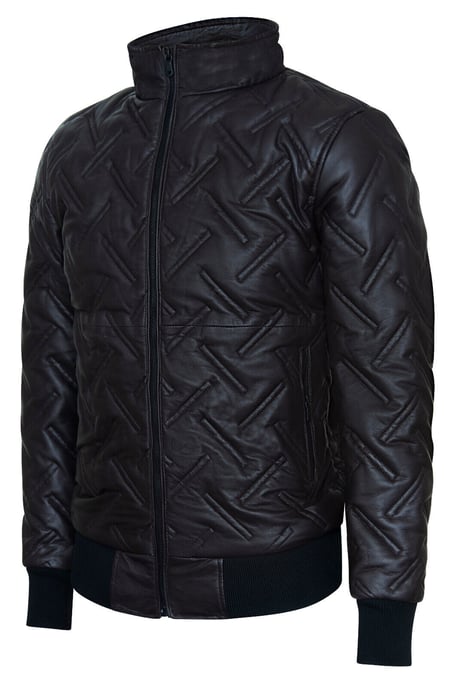 Men's Bomber Leather Quilted Jacket - Goiania
