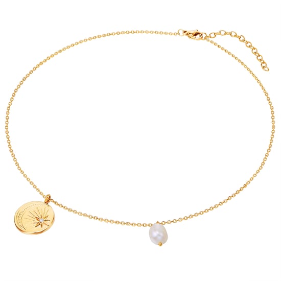 Necklace stainless steel yellow gold freshwater cultured pearl white preciosa white Valero Pearls - Image 2