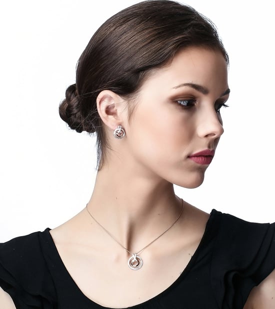 Orphelia 'Azalea' Women's 925 Sterling Silver Chain with Pendant - Silver/Rose ZH-7095/1 - Image 4