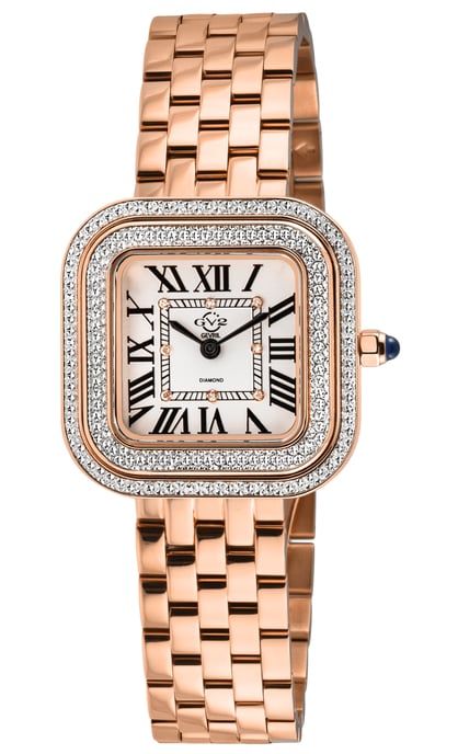 GV2 Bellagio Women's Swiss Made Diamond Watch, Silver-White Dial, IPRG Bracelet - Image 1