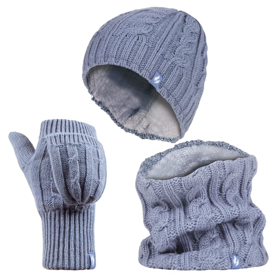 Heat Holders - Set de gorro térmico de invierno, calentador de cuello y guantes convertibles - Azul oscuro - Image 1