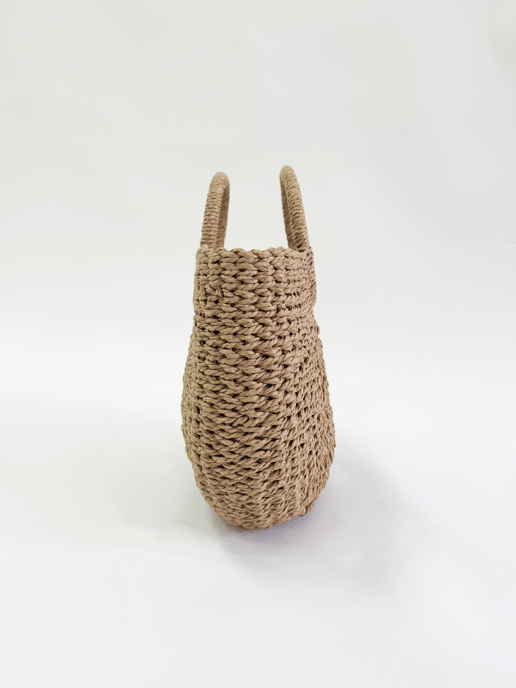 Round Woven Straw Holdall With Circular Handle