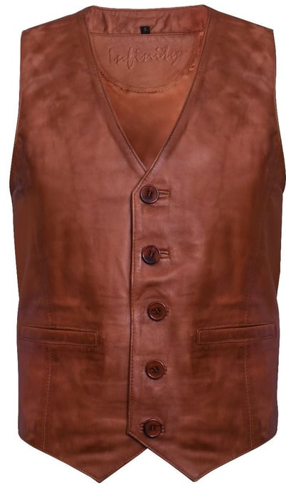 Light brown leather vest, formal traditional gilet vest