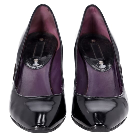 Celine Almond-Toe Kitten Heel Pumps in Black Leather - Image 3