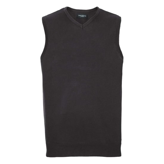 Russell Collection Mens Knitted V Neck Sleeveless Sweatshirt (Black) - Image 1