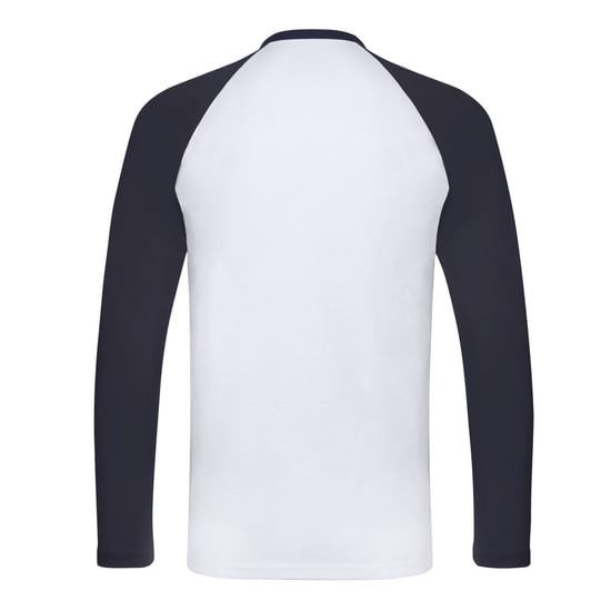 Fruit of the Loom Mens Contrast Long-Sleeved Baseball T-Shirt (White/Deep Navy) - Image 2