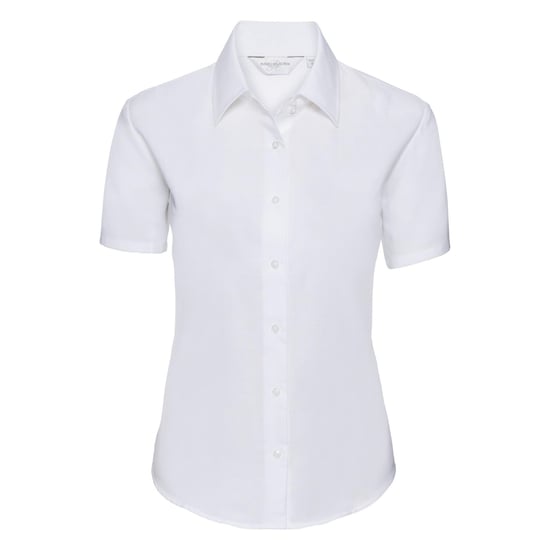 Russell Collection Ladies/Womens Short Sleeve Easy Care Oxford Shirt (White) - Image 1
