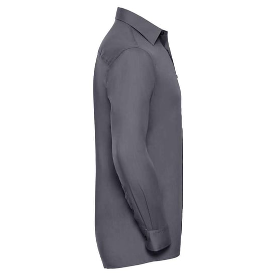 Russell Collection Mens Classic Polycotton Long-Sleeved Shirt (Convoy Grey) - Image 3