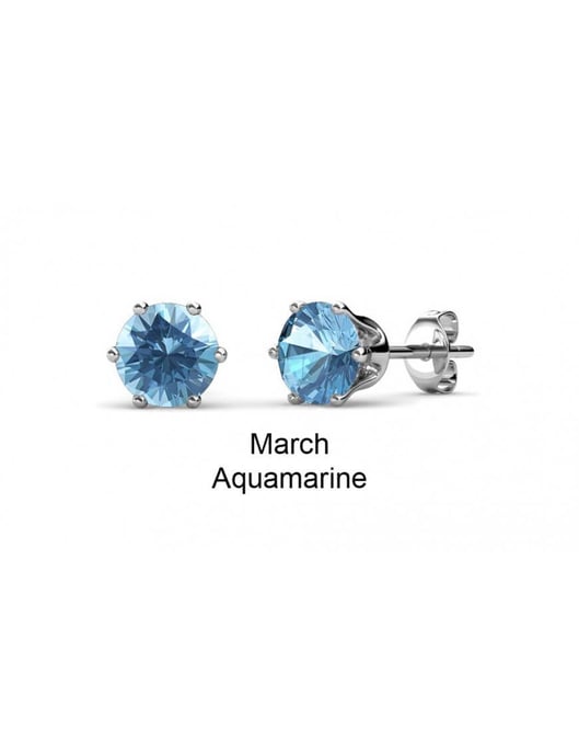 Pendientes Marte con Piedra de Nacimiento - Plata y Azul Claro - Image 3