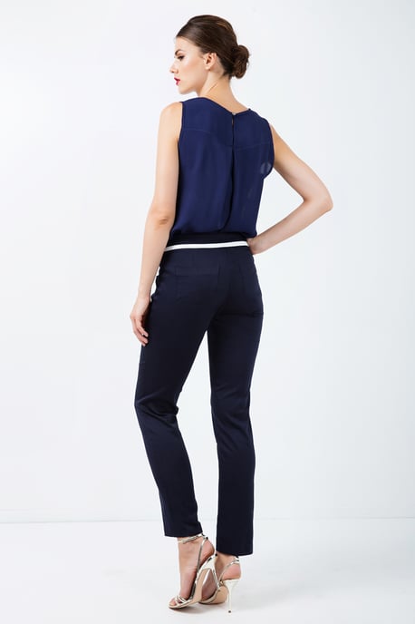 Pantalón entallado con raya blanca en contraste - Image 3