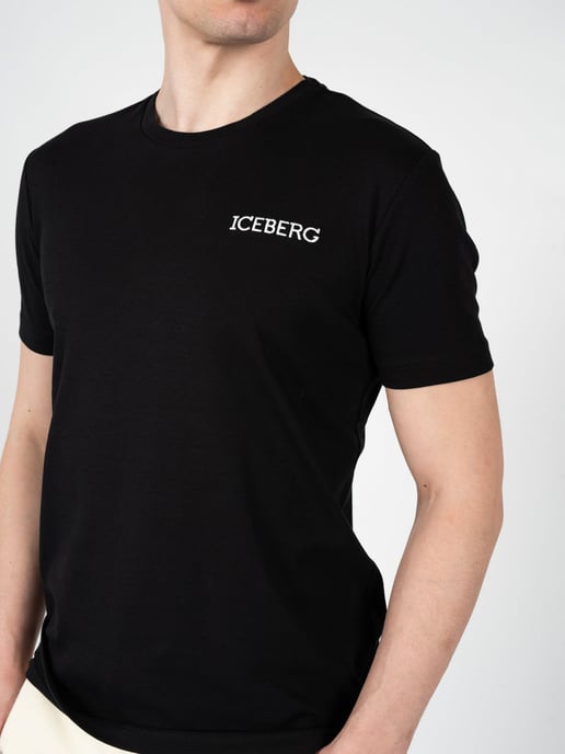Iceberg T-Shirt C-Neck del hombre negro - Image 5