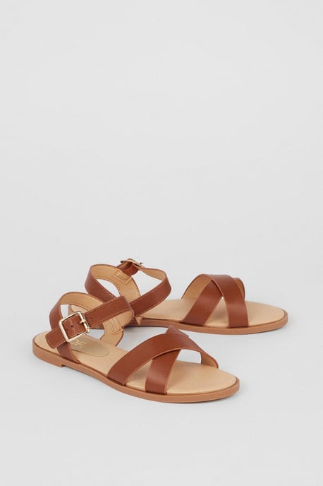 Florence Cross Strap Flat Sandals - Image 3