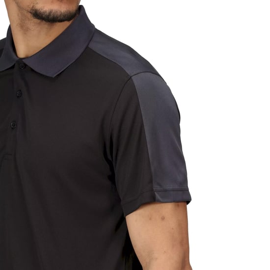 Regatta Contrast Coolweave Pique Polo Shirt (Black/Seal Grey)