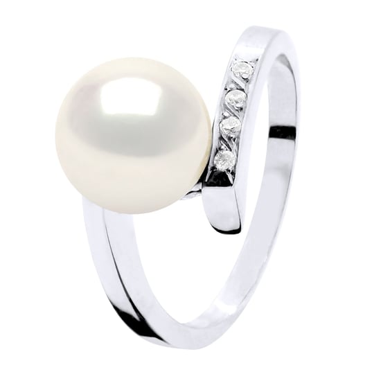 Ring Jewelry Diamond 0,04 Cts - Quality Hsi White Gold - Real Cultured Freshwater Pearl Round 8-9 mm - Image 1