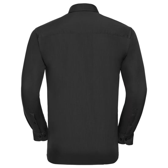 Russell Collection Mens Classic Cotton Poplin Long-Sleeved Shirt (Black) - Image 2