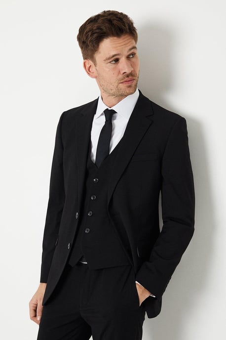Tailored Fit Black Essential Suit Jacket - Image 4