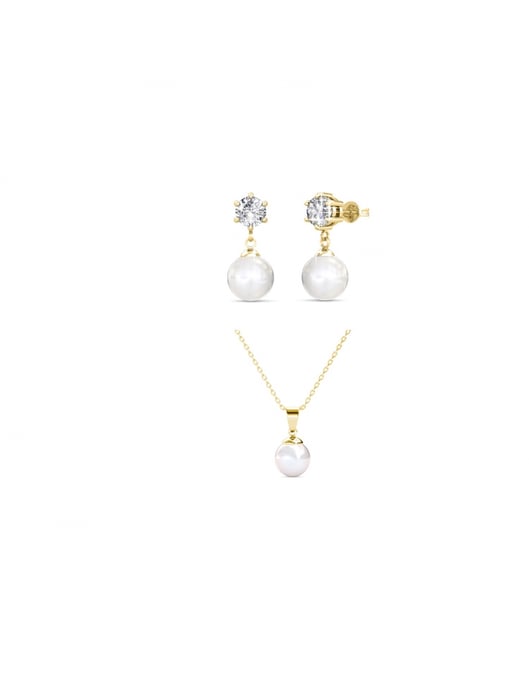 Conjunto de perlas Pauline Full Moon - Oro y cristal - Image 1