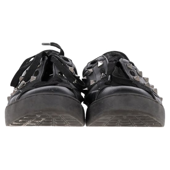 Valentino Garavani Rockstud Lace-Up Sneakers in Black Calfskin Leather - Image 2