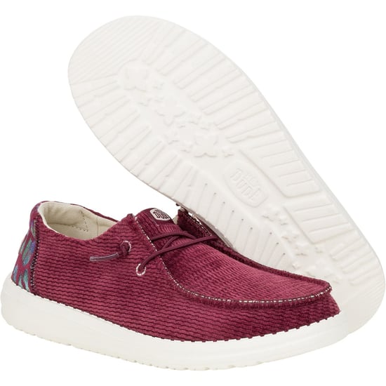 HEYDUDE Wendy Corduroy Leo Polyester Women's Burgundy Loafers - Image 3