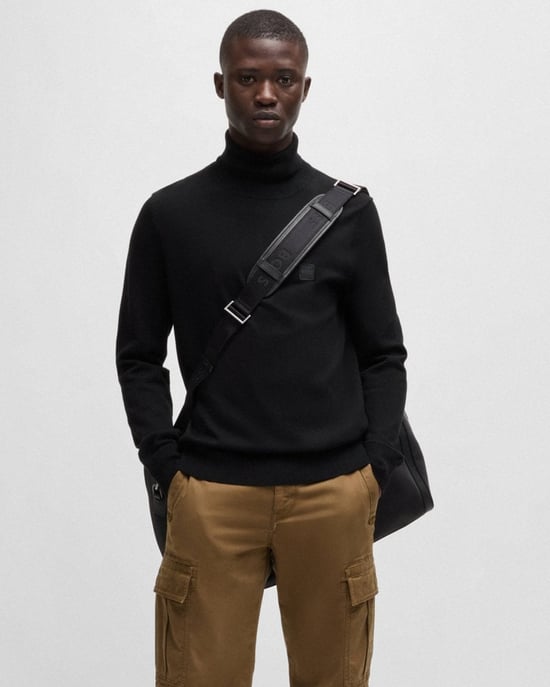 BOSS Orange Akiro Mens Funnel Neck Jumper - Image 3
