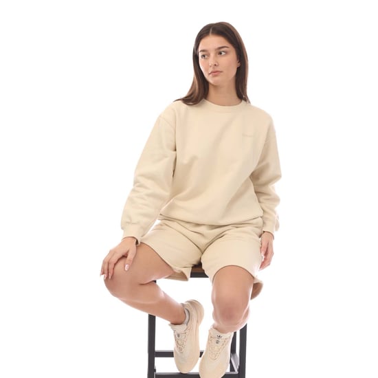 Women's Off White Diagonal Regular Crewneck Sweatshirt in Beige