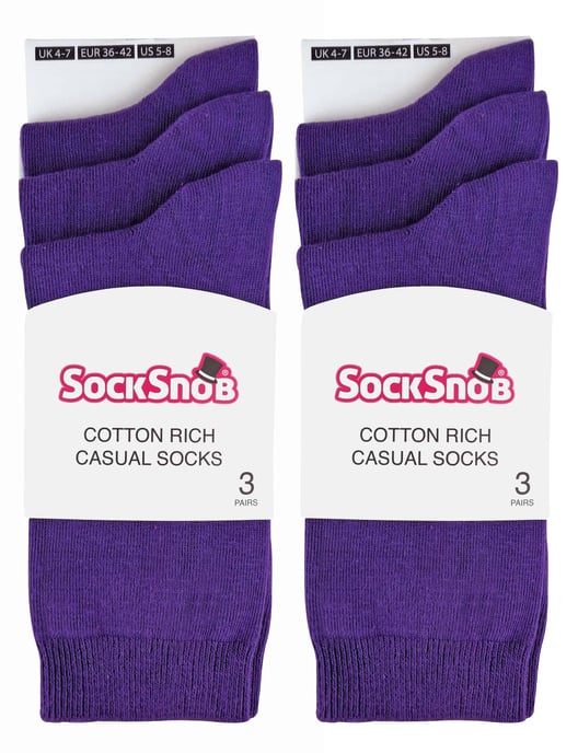 Sock Snob - 6 pares de calcetines de algodón de colores lisos para mujer - Image 2