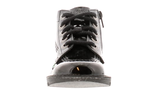 Kickers Younger Girls Ankle Boots Hi Zip Leather With Lace and Zip black patent - Image 3