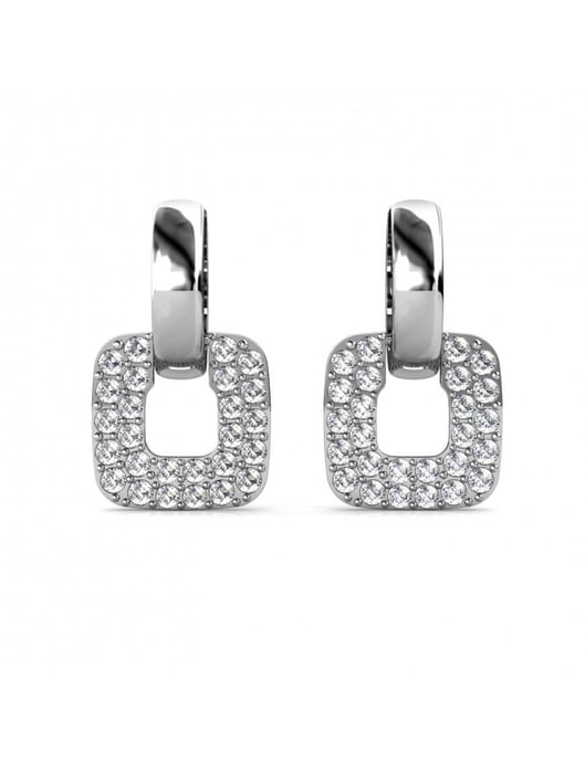 Pendientes Cuadrados Clásicos - Plata y Cristal - Image 3