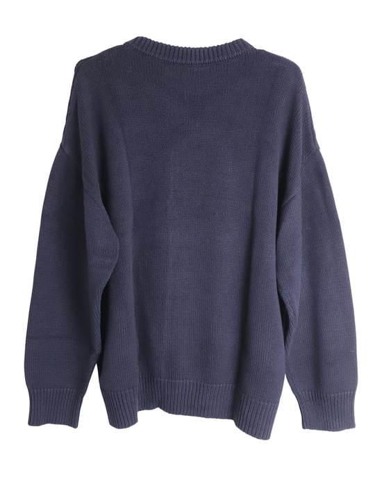 Balenciaga Oversized Embroidered College Logo Crewneck in Navy Blue Cotton - Image 2