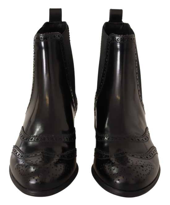 Botines planas de cuero negro Dolce Gabbana hasta el tobillo. - Image 6