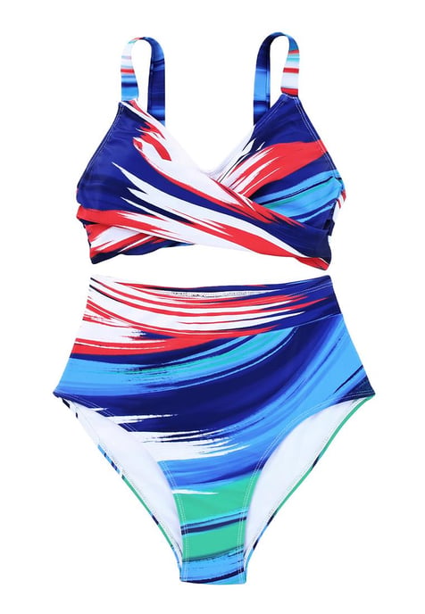 Azura Exchange Women's Abstract Print Twist High Waist Bikini Swimsuit in Multicolor - Image 3