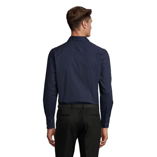 SOLS Mens Brighton Stretch Long-Sleeved Business Shirt (Dark Blue) - Image 2